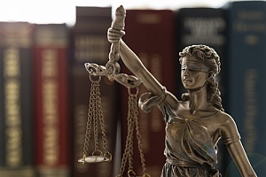 Lady justice looking over the legal world