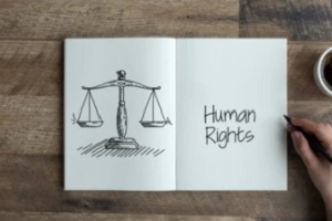 human rights on notebook